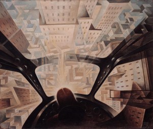 Tullio Crali, Incuneandosi nell’abitato, 1939-40. Roma, Collezione privata