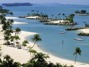 Singapore, the artificial beach of the Sentosa island