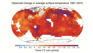 Cambiamento della temperatura superficiale rilevato tra il 1901 e il 2012 fonte: Climate Change 2013: The Physical Science Basis (IPCC)