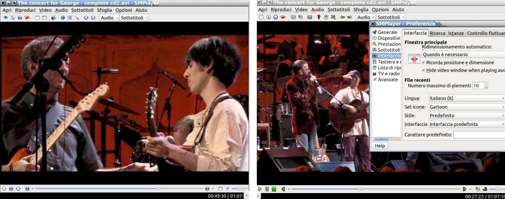 Figura 10. Due diversi aspetti grafici di Smplayer.