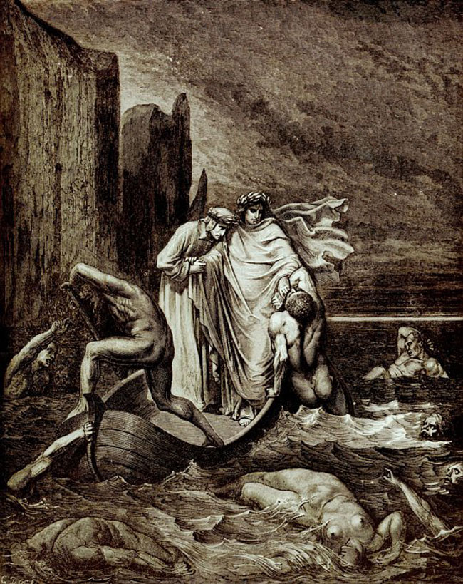 06 - Gustave Dorè - Virgile Pushes Filippo Argenti back into the river Styx